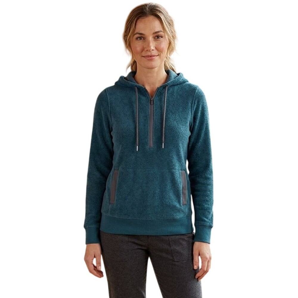 TOAD&CO Cashmoore 1/2 Zip Fleece Hoodie Teal Green RARE to find SZ S